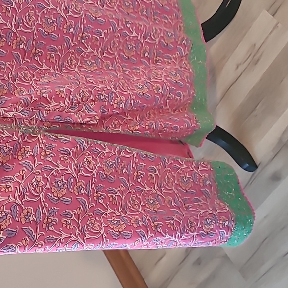 J crew pink vines tunic midi dress long needlepoint embroidery and tassel M - Picture 8 of 11